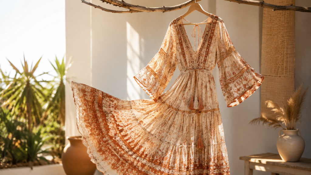 Vestido boho volta à moda e conquista mulheres pela praticidade