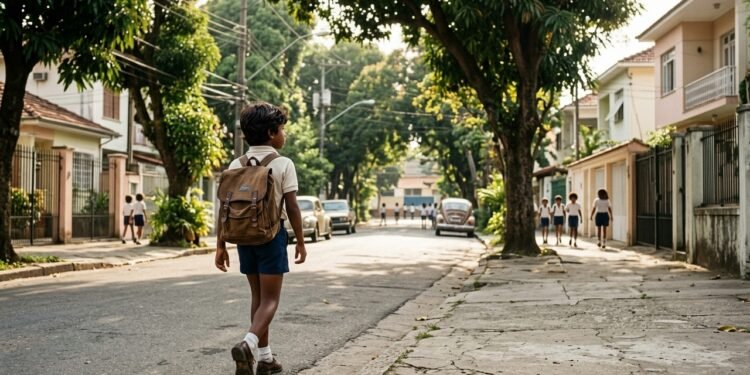 Nos anos 1970 quase todas as crianças iam sozinhas à escola
