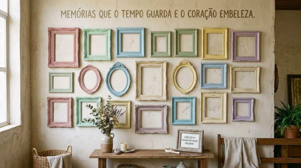 velhos porta-retratos na decoração