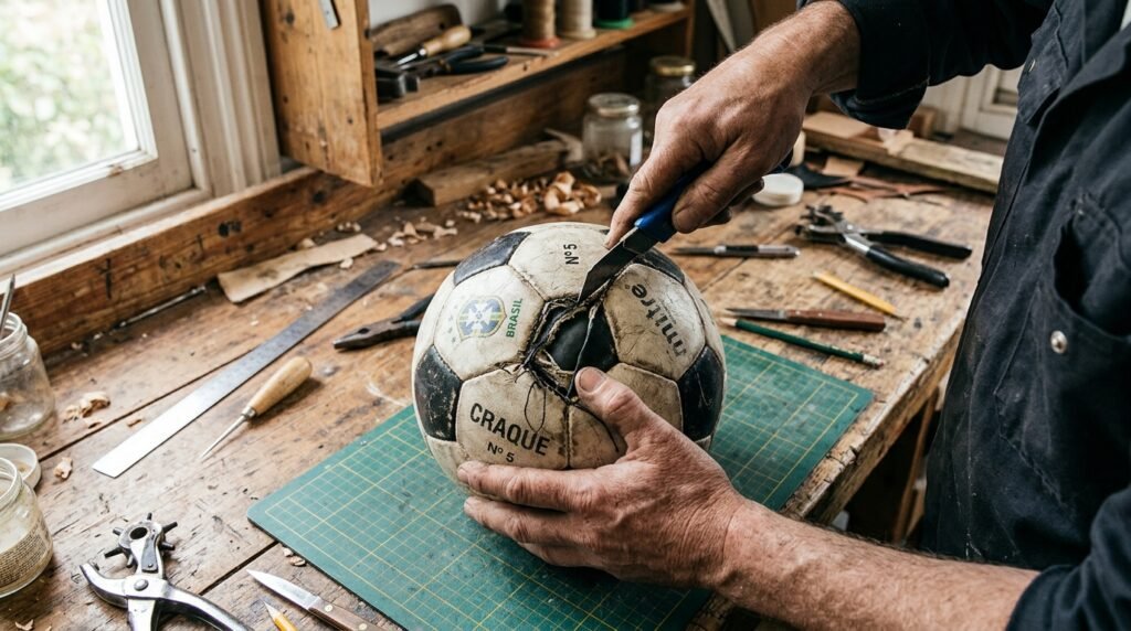 bolas de futebol furadas