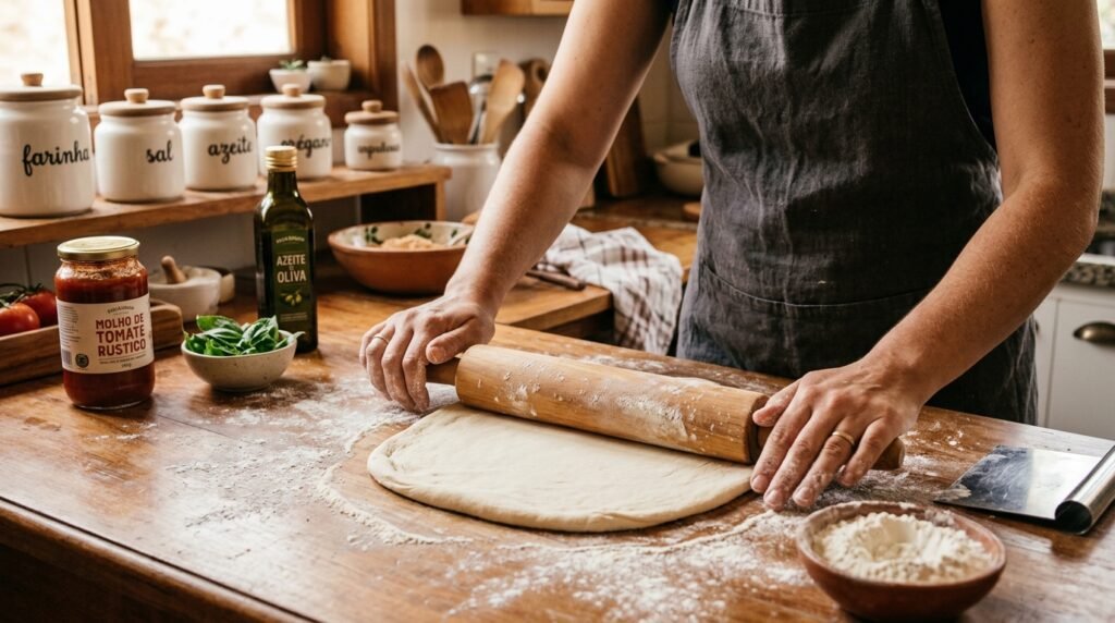 pizza caseira sem fermento
