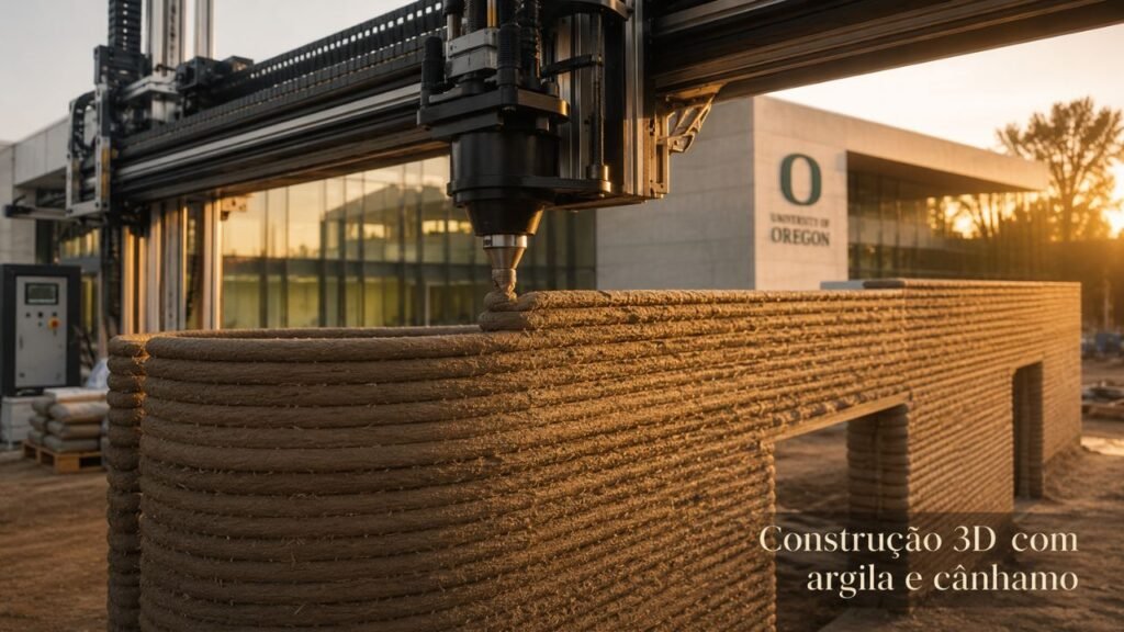 Pesquisadores da Universidade Estadual do Oregon desenvolvem material imprimível em 3D feito com argila, cânhamo e biochar que endurece 10 vezes mais rápido que o concreto tradicional