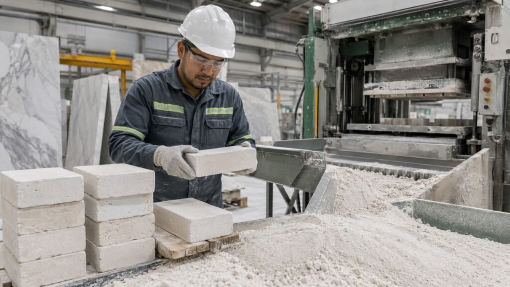 Pesquisadores mexicanos desenvolvem tijolo com 60% de resíduos de mármore, superando os padrões de resistência estrutural