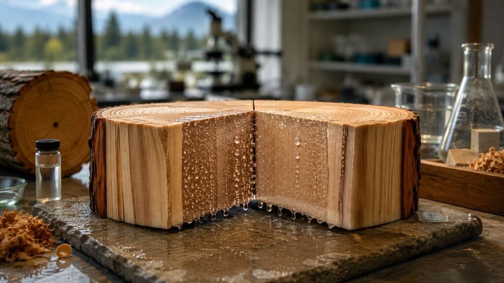 Pesquisadores canadenses aplicam uma técnica de "mumificação" à madeira de cedro, reduzindo a absorção de água em 60% e aumentando sua vida útil como material de construção natural