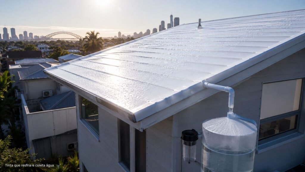 Pesquisadores australianos desenvolvem tinta para telhados que reflete 97% da luz solar e gera até 4,7 litros de água por dia