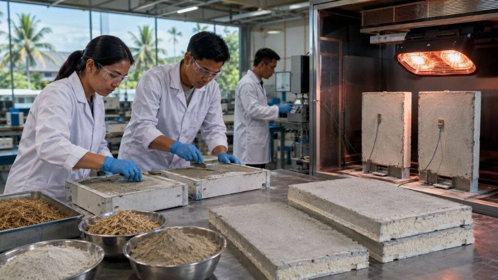 Startup filipina desenvolve painel de resfriamento passivo usando resíduos agrícolas que mantém casas frescas sem ar condicionado, mesmo a 53°C