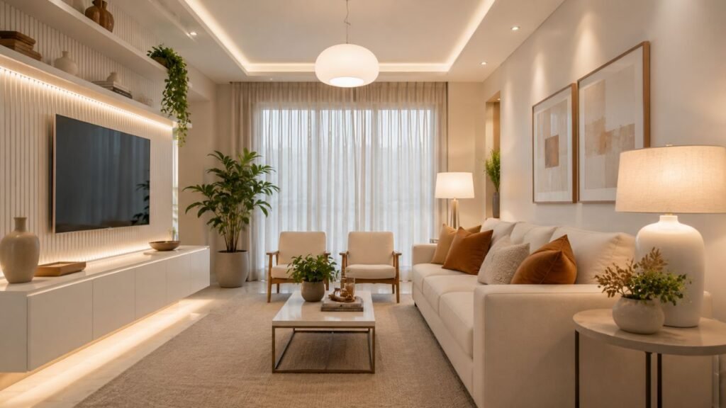Rodapé branco, tons terrosos e marcenaria clara transformam qualquer casa sem esforço