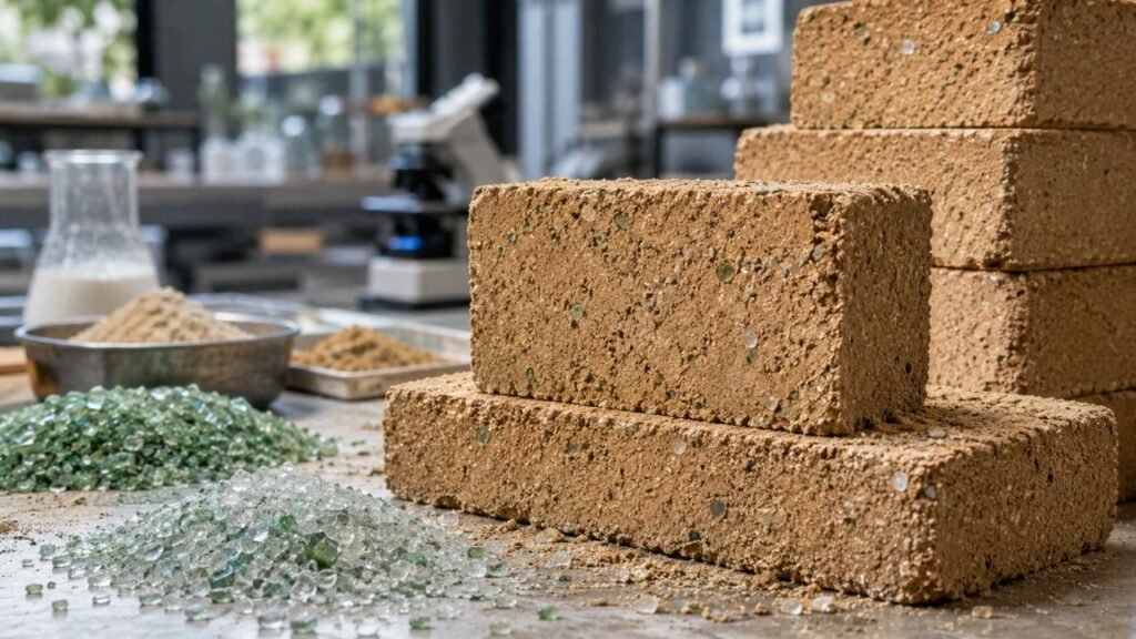 Pesquisadores britânicos usam vidro reciclado para fabricar blocos de terra comprimida até 90% mais resistentes à compressão e 30% mais resistentes à tração