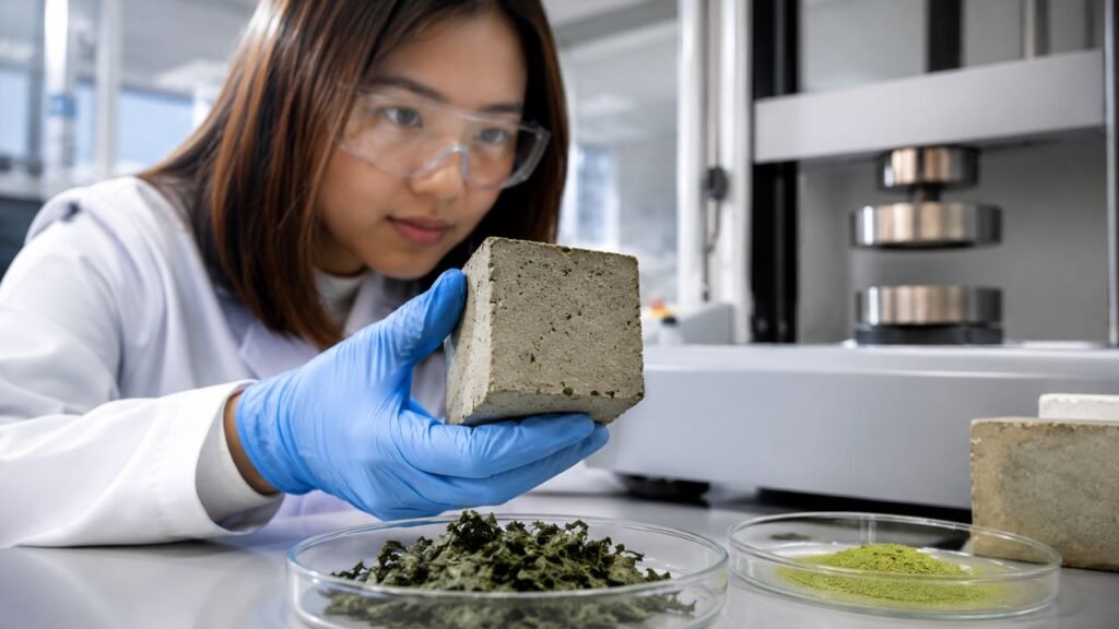 Pesquisadores da Universidade de Washington e da Microsoft reduziram a pegada de carbono do cimento em 21% ao incorporar algas marinhas