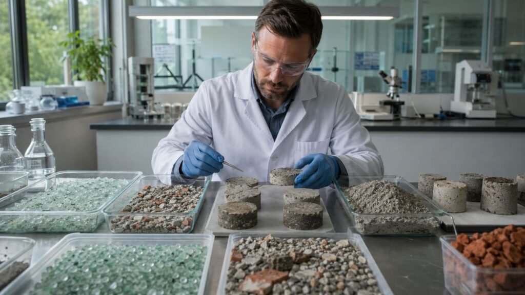 Cientistas japoneses desenvolvem uma alternativa inovadora e com menor emissão de carbono ao cimento, feita a partir de vidro reciclado e resíduos de construção