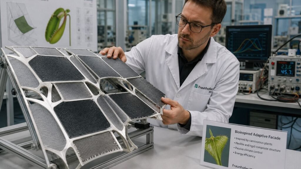 Engenheiros alemães desenvolvem a primeira fachada ativa inspirada em plantas carnívoras que otimiza o consumo de energia com inteligência artificial, reduzindo-o ao se adaptar ao clima em tempo real