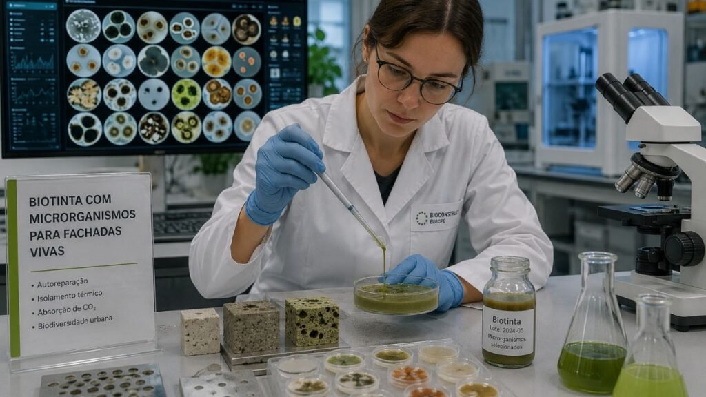 Pesquisadores europeus desenvolvem “tatuagens vivas” com microorganismos que transformam fachadas de edifícios em filtros para CO2 e poluentes