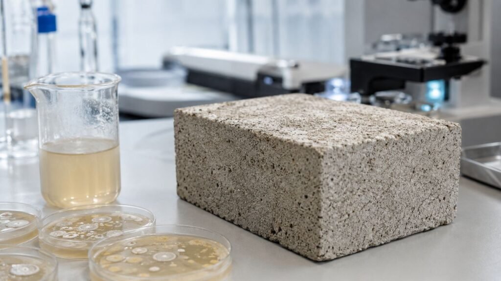 Cientistas da Universidade de Stuttgart desenvolveram um novo material de construção sustentável produzido a partir de processos microbianos utilizando urina humana