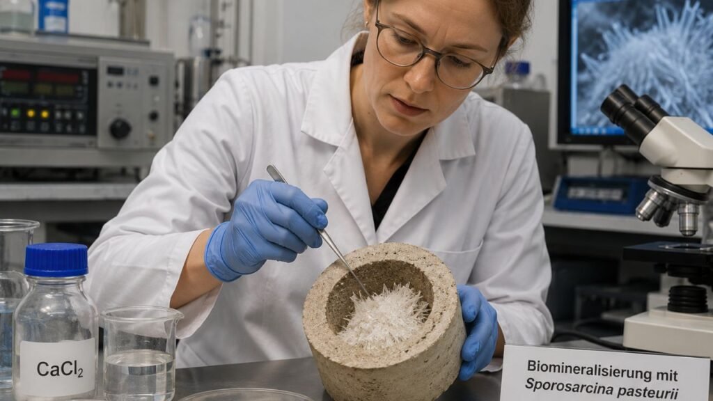 Cientistas da Universidade de Stuttgart desenvolveram um novo material de construção sustentável produzido a partir de processos microbianos utilizando urina humana