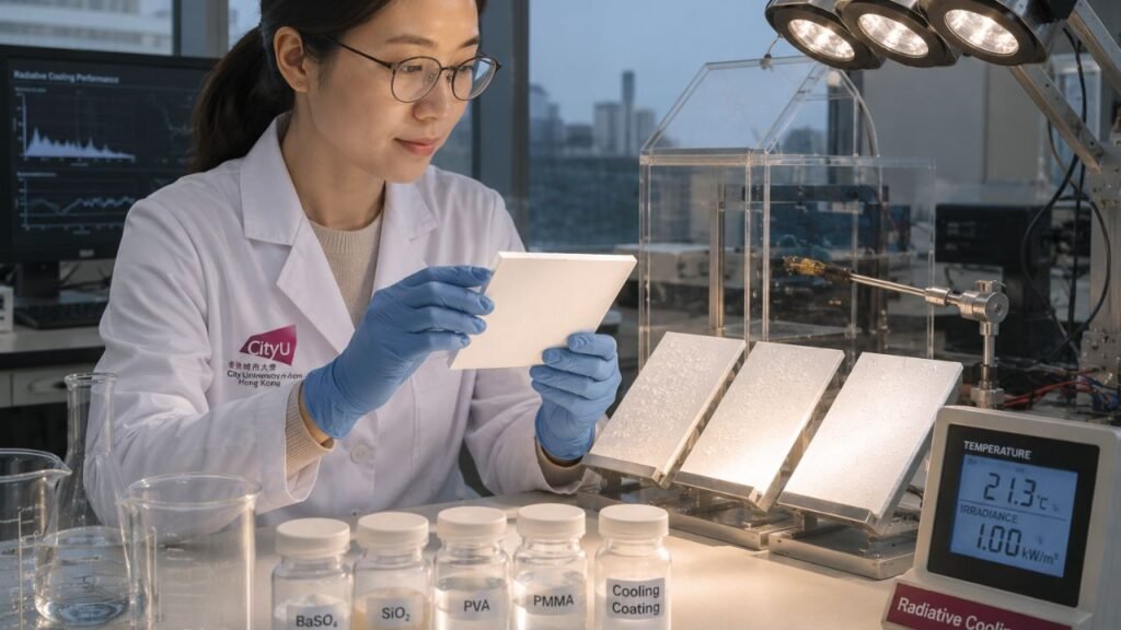 Pesquisadores de Hong Kong desenvolvem um revestimento para edifícios que resfria até 9,5°C abaixo da temperatura ambiente e gera eletricidade a partir da chuva