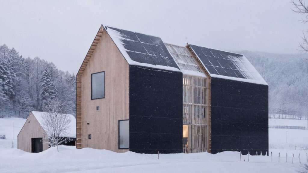 A curiosa casa japonesa em forma de celeiro que produz quase o dobro da energia que consome