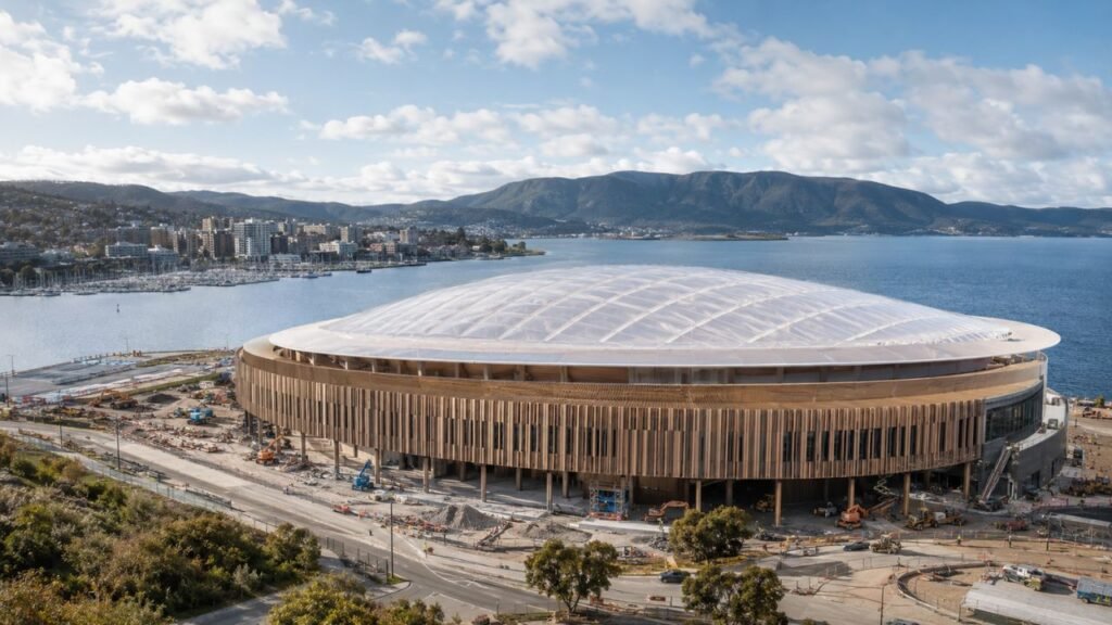 O maior estádio oval do mundo, com cobertura de madeira, está sendo construído na Austrália