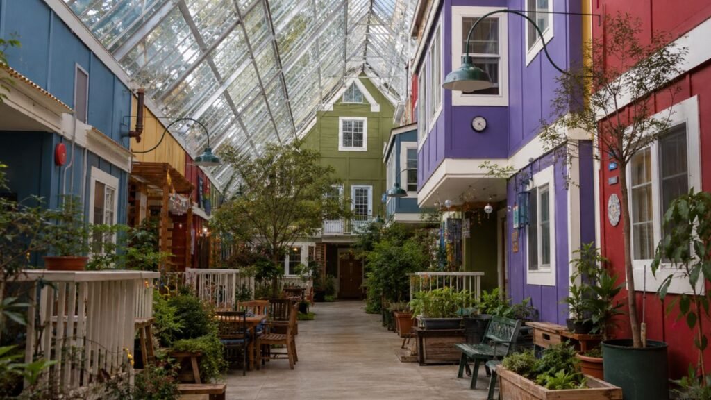 O primeiro complexo de cohousing construído no Canadá fica dentro de uma estufa gigante: mais seguro, mais acessível a pé e resistente às intempéries