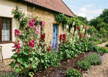 O segredo dos antigos agricultores: por que eles plantavam malvas-rosas nas paredes das casas de fazenda e como essa prática simples ajudava a proteger o lar, melhorar o ambiente e até indicar mudanças no clima