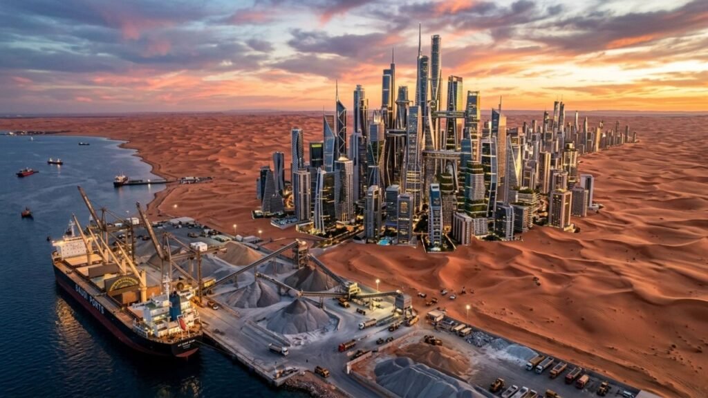 areia de construção importada