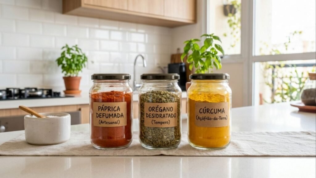 Não jogue fora os potes de vidro de azeitona e palmito: 5 ideias criativas para transformá-los em porta-temperos padronizados na cozinha