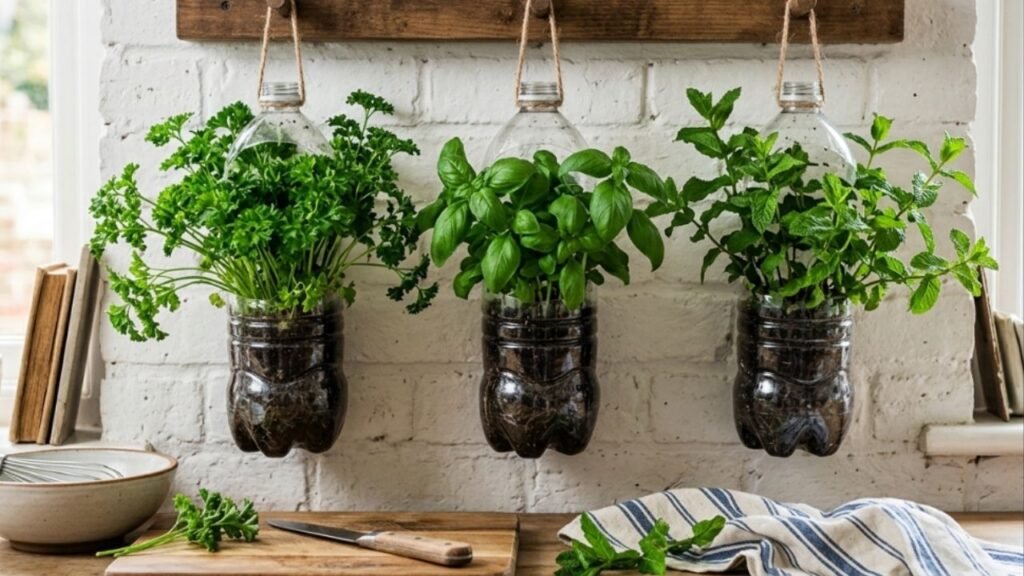 Não jogue fora as garrafas PET vazias: veja como transformá-las em uma linda horta suspensa para cultivar cebolinha e outros temperos dentro do apartamento