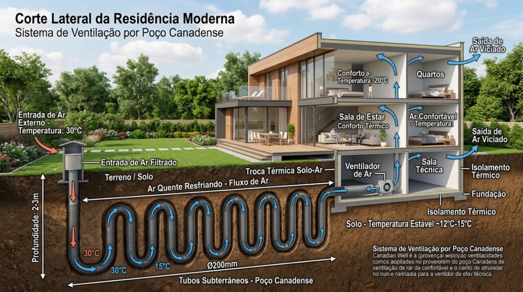 Poços canadenses: tecnologia natural de baixo custo para aquecer sua casa e economizar energia
