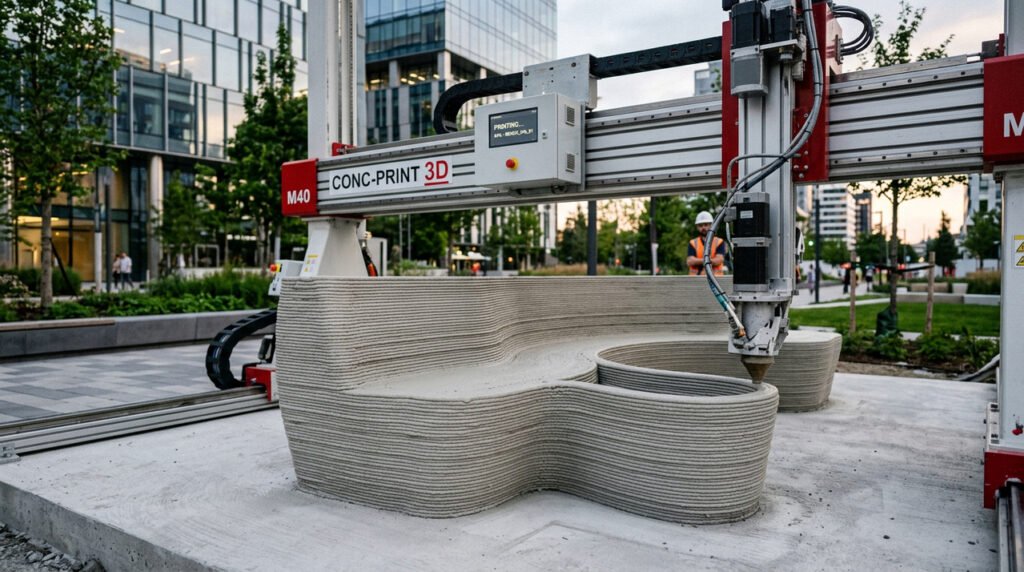 Uma startup sediada em Barcelona lança uma impressora 3D de grande formato, prometendo reduzir o desperdício na construção civil em 60% com a impressão em concreto