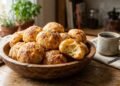 Pão de queijo caseiro com 3 ingredientes fica macio por dentro e dourado por fora