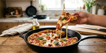 Pizza de frigideira sem forno conquista pela praticidade e virou favorita no dia a dia