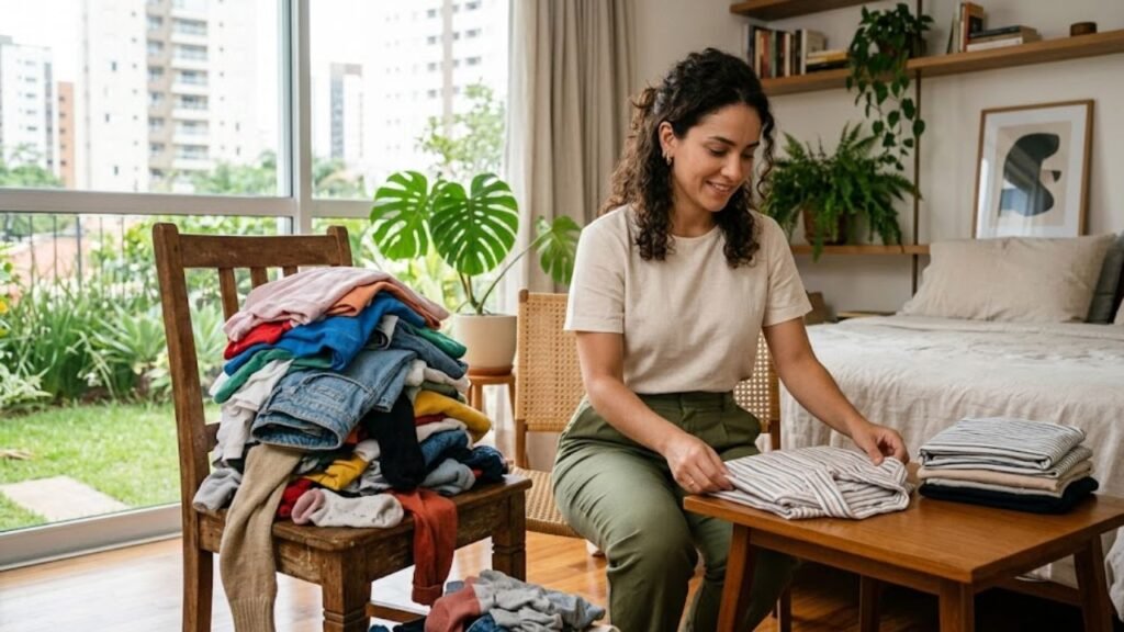 roupa acumulada na cadeira