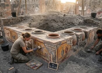 Arqueólogos encontram em Pompeia um fast-food romano preservado há quase 2 mil anos, com balcão, pinturas e restos das refeições servidas