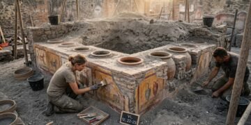 Arqueólogos encontram em Pompeia um fast-food romano preservado há quase 2 mil anos, com balcão, pinturas e restos das refeições servidas