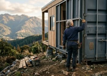 Após a aposentadoria, idosa constrói a própria casa nas montanhas em apenas 90 dias com contêiner e madeira e surpreende pela criatividade