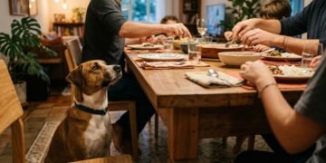 Por que os cachorros se sentam ao seu lado à mesa quando você come? Não é por causa da fome