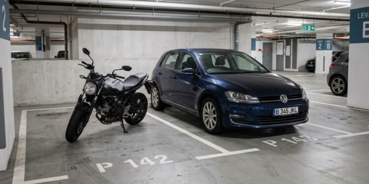 Lei confirma isso: os proprietários podem estacionar um carro e uma motocicleta na mesma vaga, mas o condomínio pode proibir
