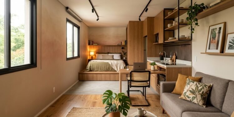 Esta casa de 35 metros quadrados é o exemplo perfeito de como ampliar um espaço pequeno através da cor e da decoração