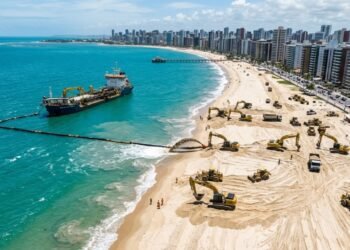 Cidade brasileira puxou areia do fundo do mar e transformou a orla com um novo calçadão, ciclovia e faixa de praia ampliada