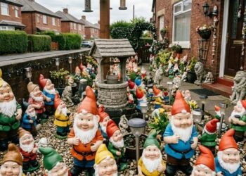 Casal enche jardim com gnomos, estátuas e abrigo para animais, irrita vizinhos e vira alvo de reclamações no bairro