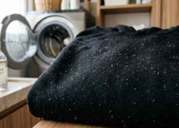 Nem rolo adesivo nem escova: o truque com vinagre branco para evitar que roupas novas soltem fiapos.