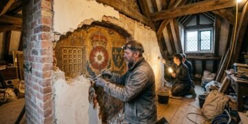Pinturas encontradas atrás de uma parede em Cambridge mostram como a monarquia Tudor transformava universidades em espaços de propaganda