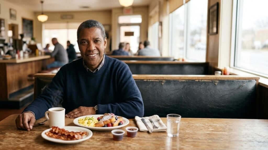 Aos 71 anos, Denzel Washington mantém treino e cuidados com a saúde sem abrir mão de bacon, ovos e rabanada