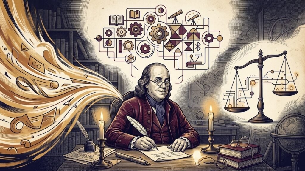 Benjamin Franklin sobre maturidade: “Aos 20 anos, a força de vontade reina; aos 30, a inteligência; e aos 40, o discernimento.”