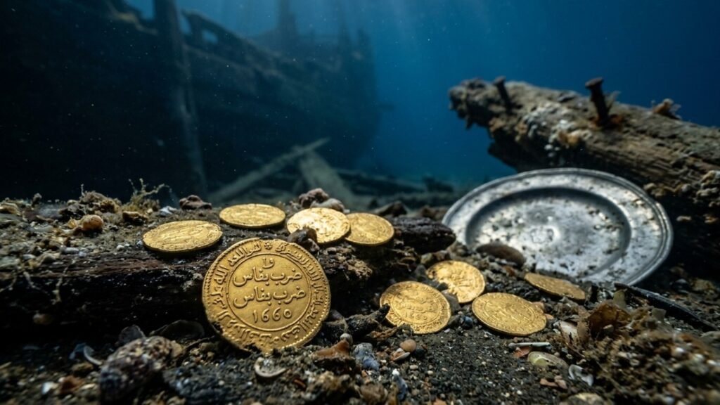 Mergulhadores encontraram mais de 400 moedas de ouro e levaram 30 anos para descobrir qual navio as transportava