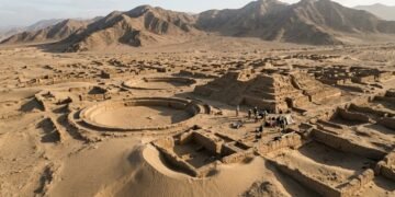 Cidade de 3.800 anos emerge do deserto peruano sem muralhas, armas ou vestígios de um exército permanente