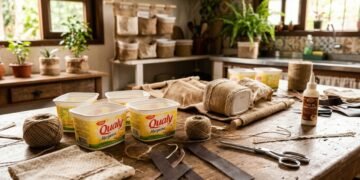 Como transformar potes de margarina em cestos organizadores suspensos