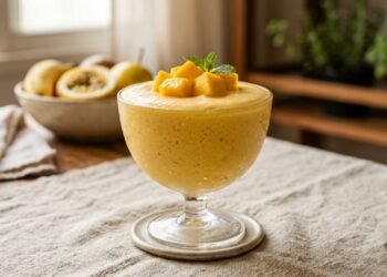 Como fazer gelatina espumosa de manga com poucos ingredientes na sua cozinha