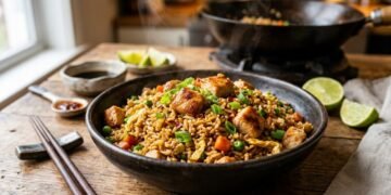 Frango com arroz ao estilo oriental, uma receita fácil que vai encher sua cozinha de sabor e aroma