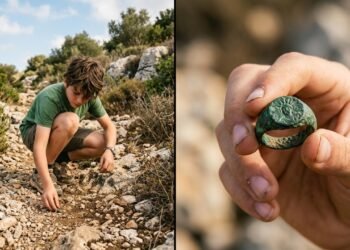 Adolescente caminhava com a família pelo Monte Carmelo quando encontrou no chão um anel romano de 1.800 anos perfeitamente preservado