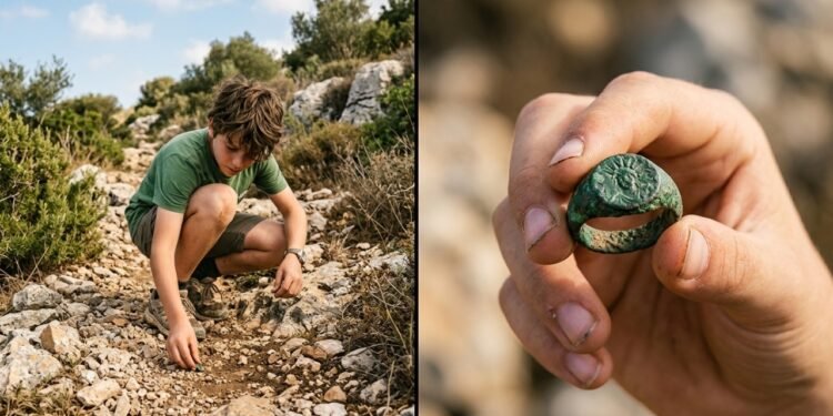 Adolescente caminhava com a família pelo Monte Carmelo quando encontrou no chão um anel romano de 1.800 anos perfeitamente preservado